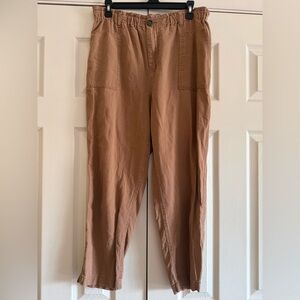 Love Tree Ankle Paperbag-Waist Pants in Warm Brown